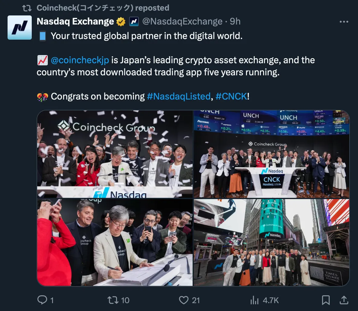 Japanese exchange Coincheck goes from giant hack to Nasdaq — joins Coinbase on US stock market