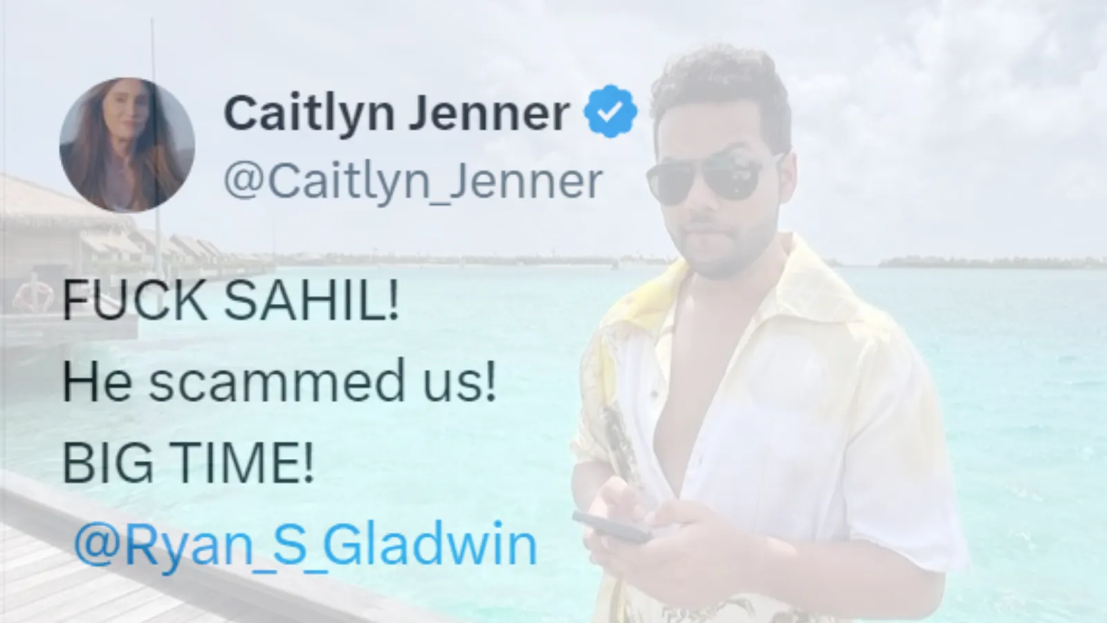 Caitlyn Jenner's tweet overlayed a picture of 萨希尔·阿罗拉.