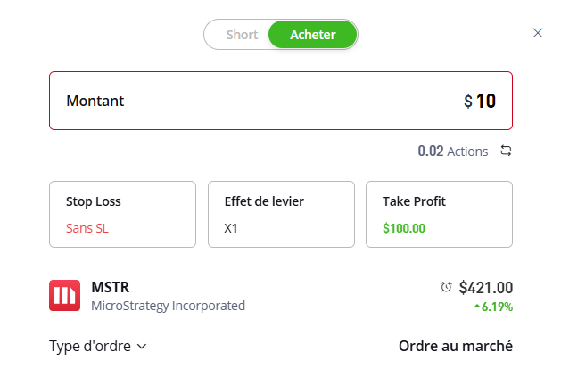 Acheter Action MicroStrategy MSTR Acheter Action MicroStrategy MSTR