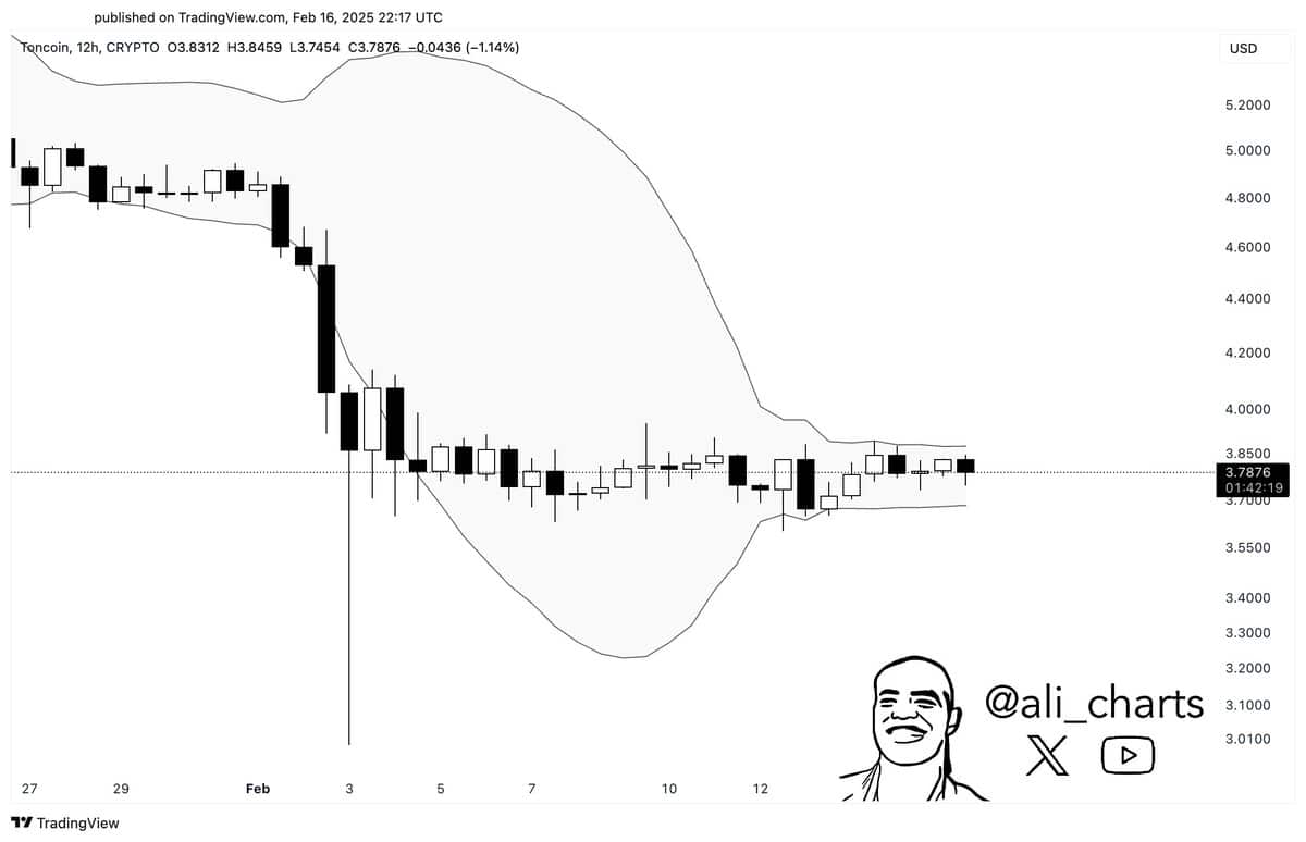 Toncoin H12 Bollinger Bands