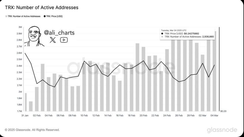 Tron Network Activity Source: X