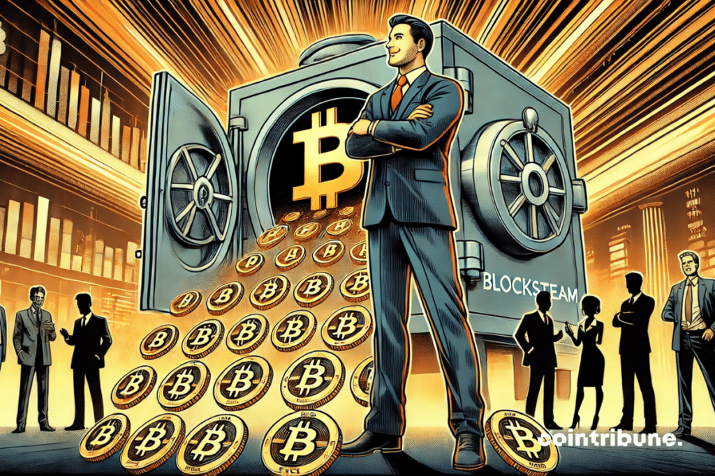 illustration of the Bitcoin cascade in the Blockstream vault.