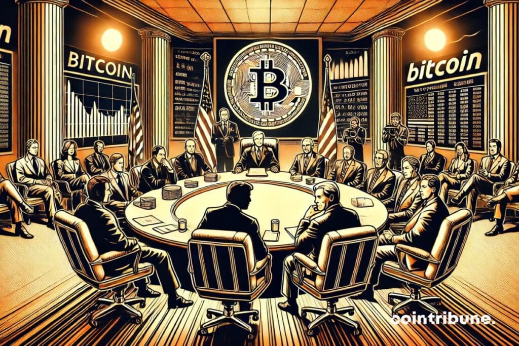 Crypto leaders at the White House with Donald Trump discussing crypto reserve