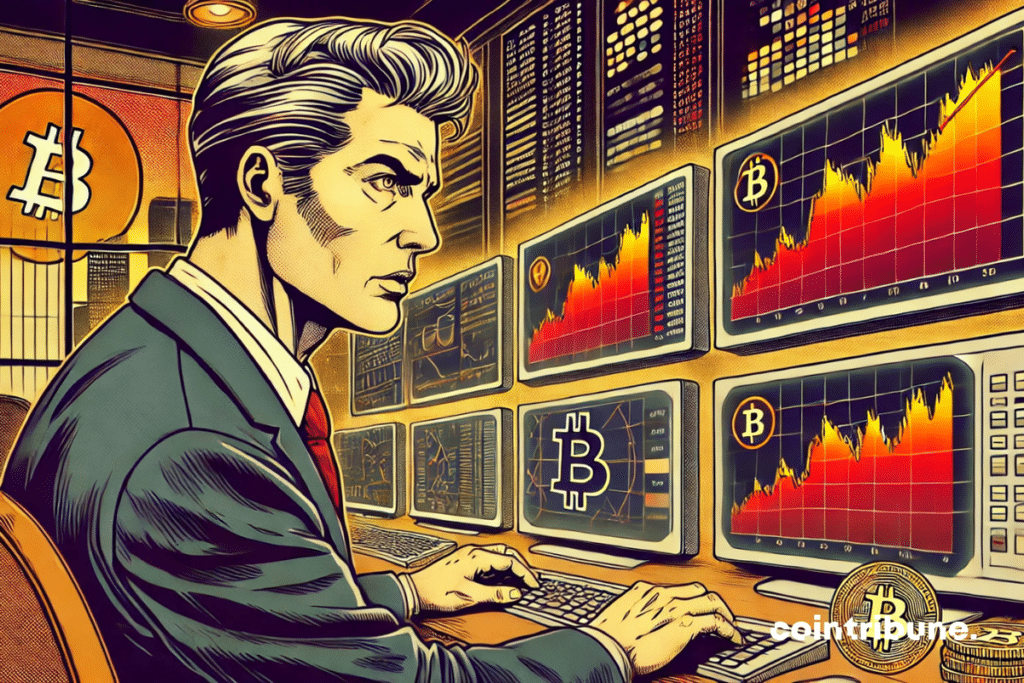 Illustration d’un expert de Bitfinex analysant des données