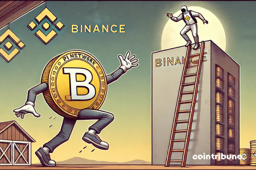 La crypto Pi Network tente d&rsquo;atteindre Binance, mais la derni&egrave;re marche manque, illustrant un obstacle sans dramatisation excessive.