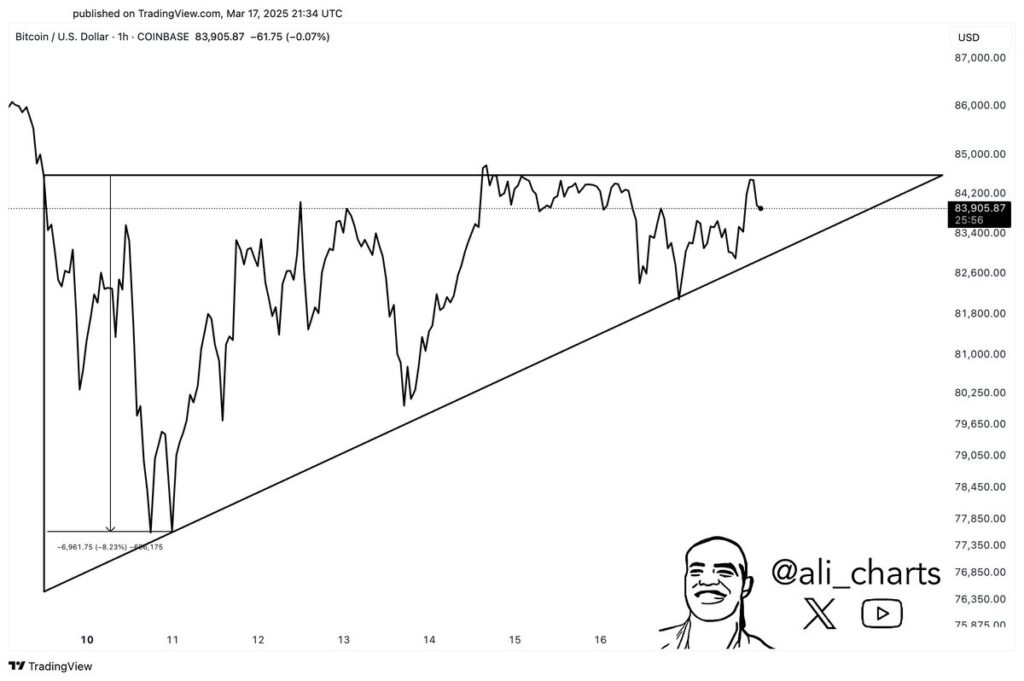 BTC chart showing price action Source: Ali chart/X