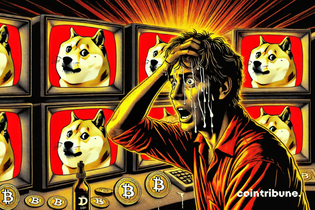 Trader en situation de panique à l’issue de la chute des memecoins