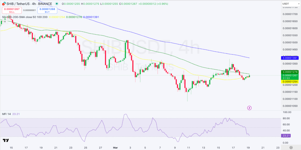 4-hour SHIB/USDT Chart | Source: TradingView