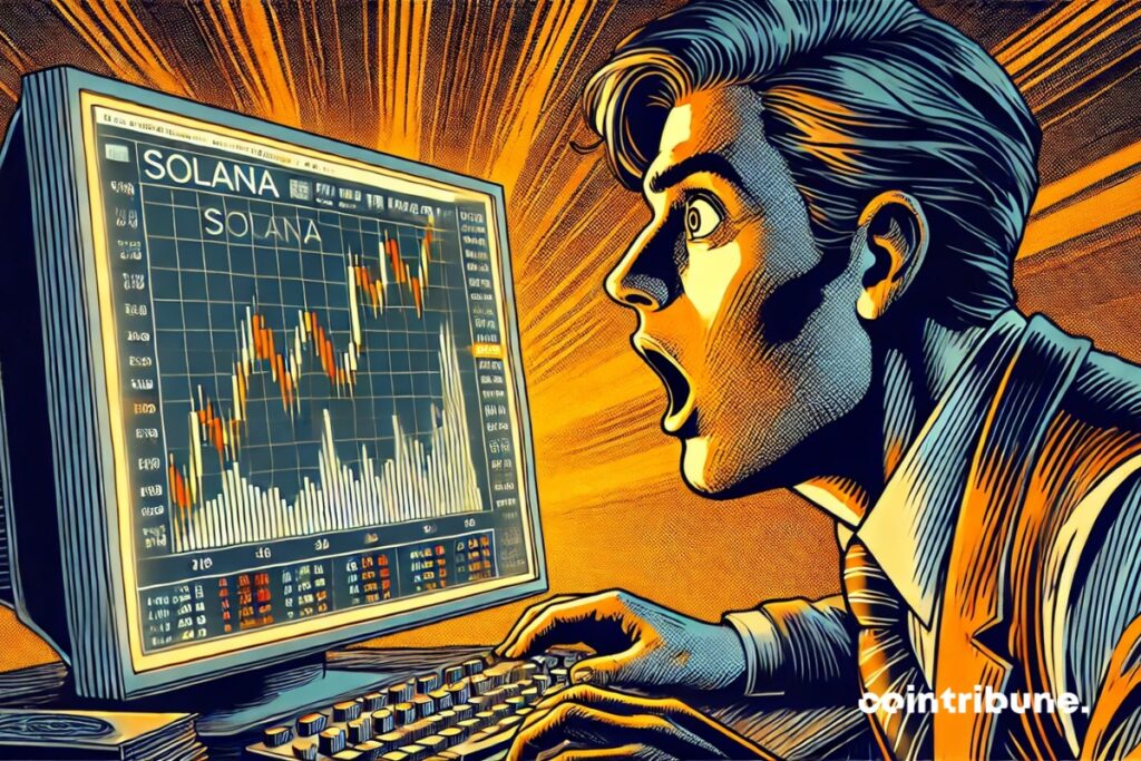 A crypto investor in front of Solana’s bullish clues