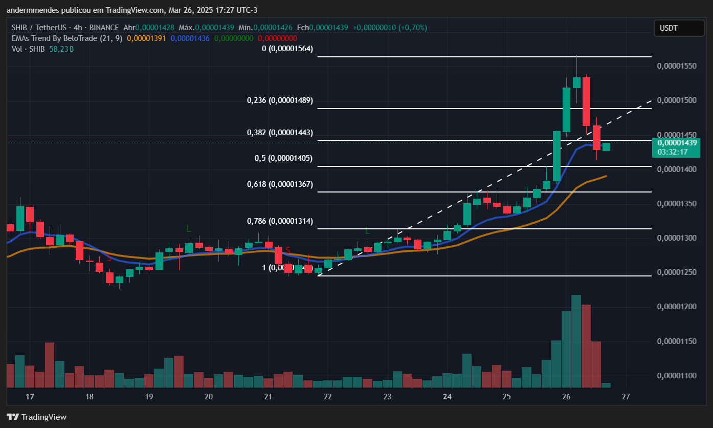 Gr&aacute;fico da Shiba Inu (SHIB) no TradingView