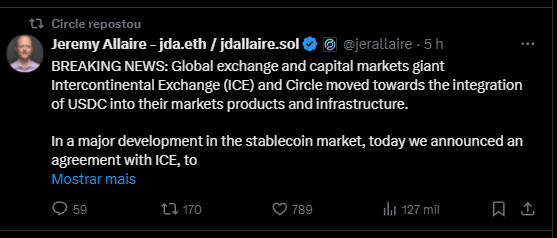USDC na Bolsa de Valores