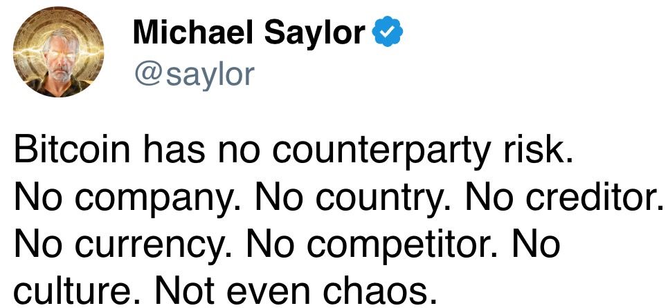 Bitcoin has no counterparty risk.