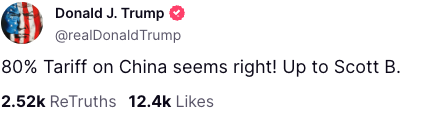Trump’s post on Truth Social, dated May 9